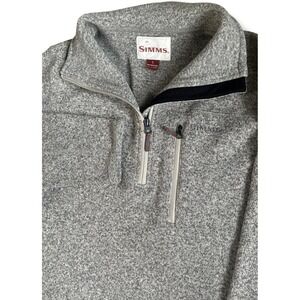 Simms Mens Quarter Zip Fleece Pullover Sweater Gray Heather Size S
